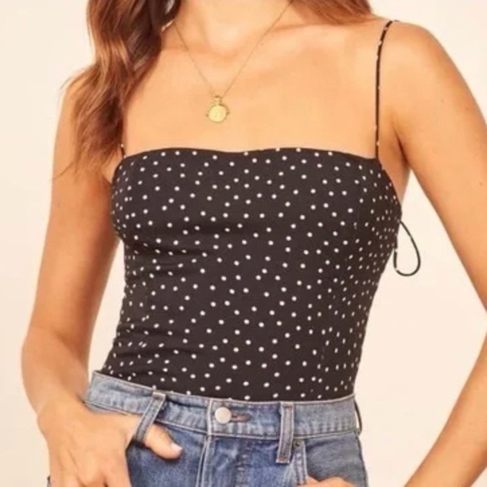 Reformation Lily Polka Dot Top